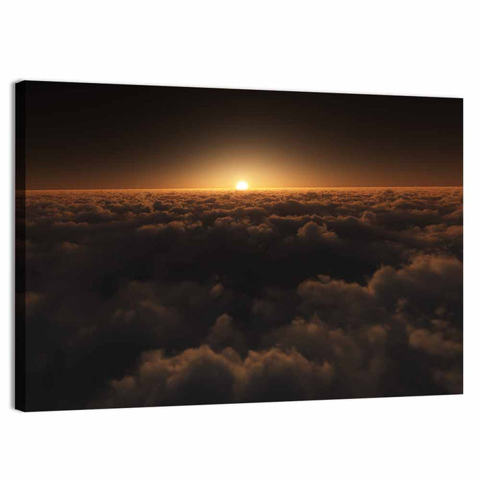 Sunset Over Cloud Sea Wall Art as a canvas print