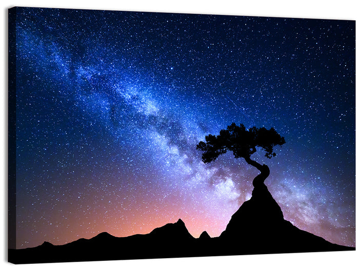 Milky Way Over Mountain Ridge Wall Art as a canvas print