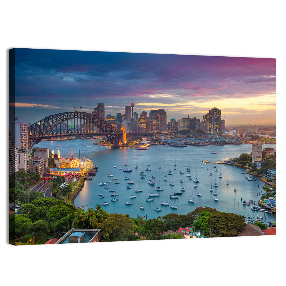 Sydney Harbour Sunset Wall Art, canvas print, landscape