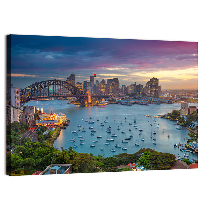 Sydney Harbour Sunset Wall Art as a canvas print