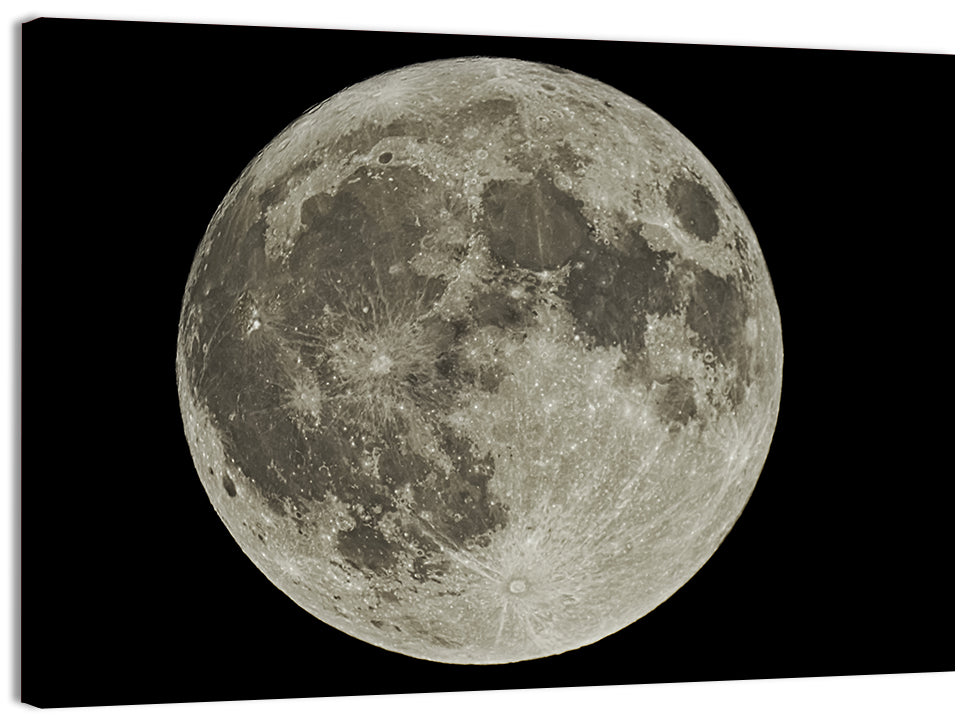 Full Moon with Tycho Rays Wall Art, canvas print, landscape