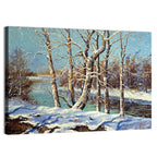 Bare Trees Along a Frozen River Wall Art
