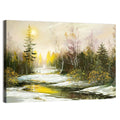 Sunlit Winter River Landscape Wall Art
