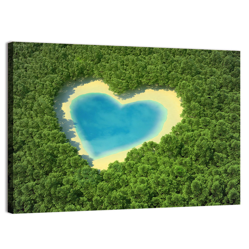 Heart-shaped Pond Aerial View Wall Art