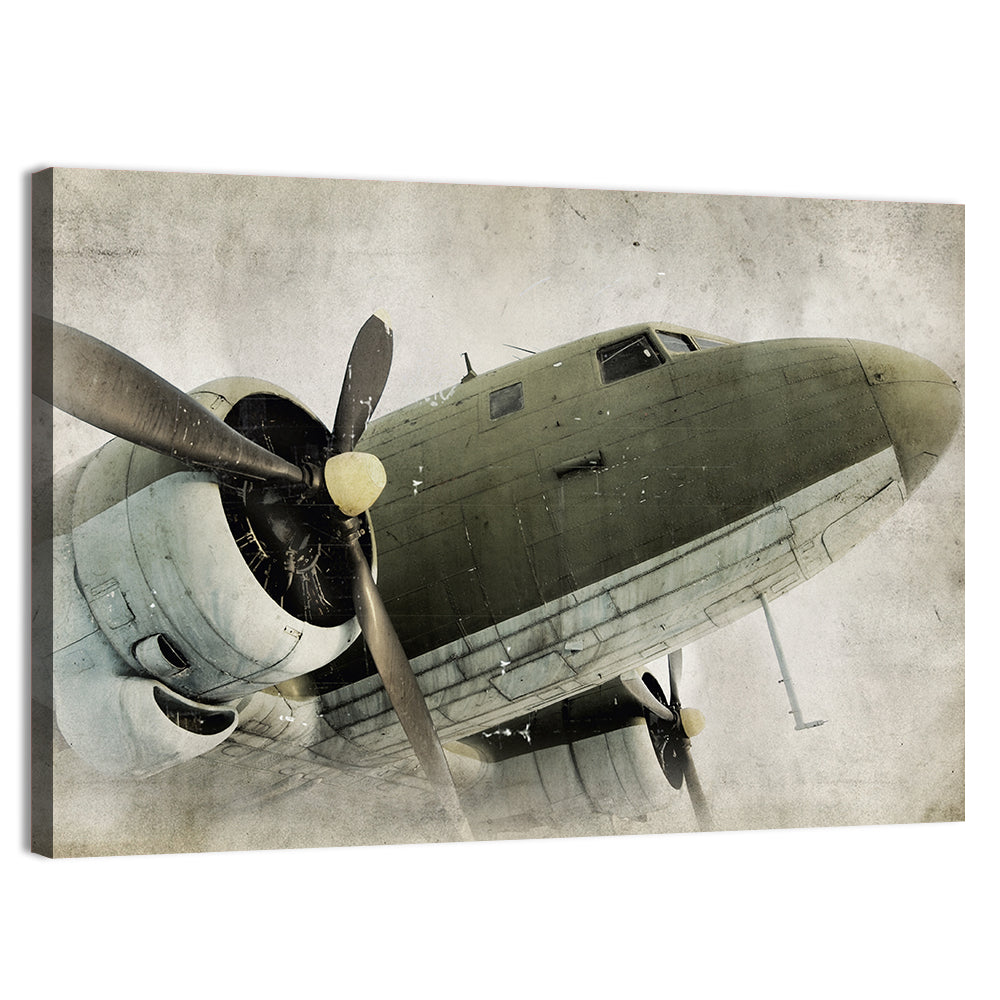 Vintage Propeller Airplane Nose View Wall Art