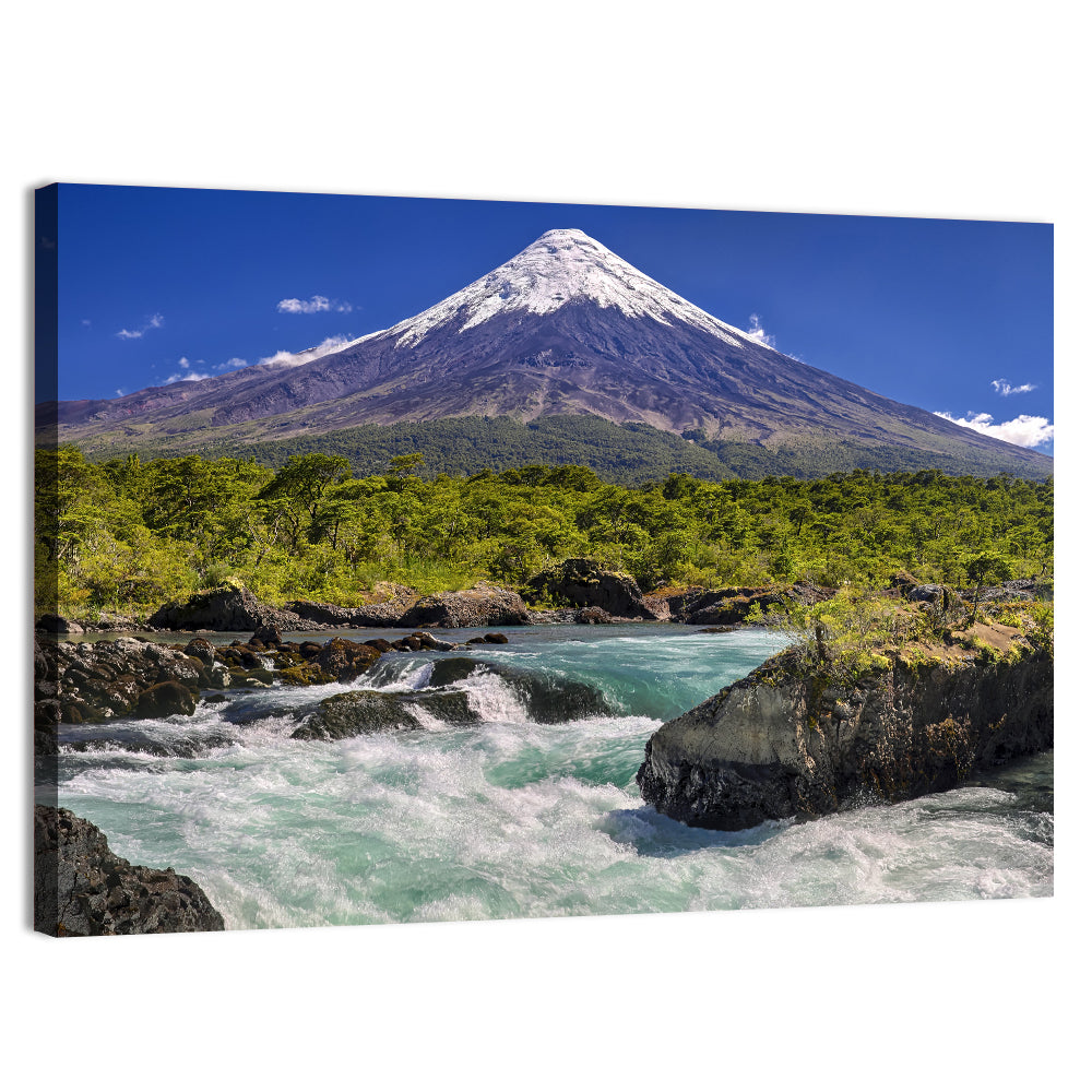 Osorno Volcano Over Petrohue Rapids Wall Art