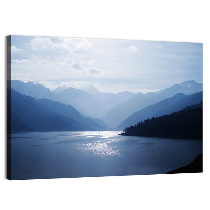 Xinjiang Lakeshore Serenity Wall Art as a canvas print