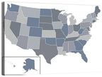 Minimalist USA Map in Blue and Grey Wall Art