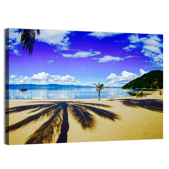 Lake Malawi Palm Shadow Wall Art as a canvas print