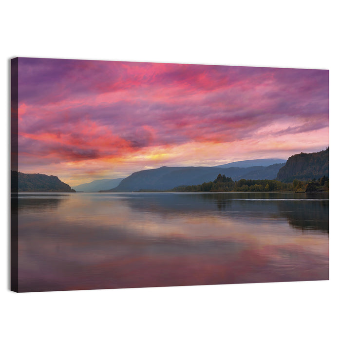Sunrise Over River Gorge Wall Art as a canvas print