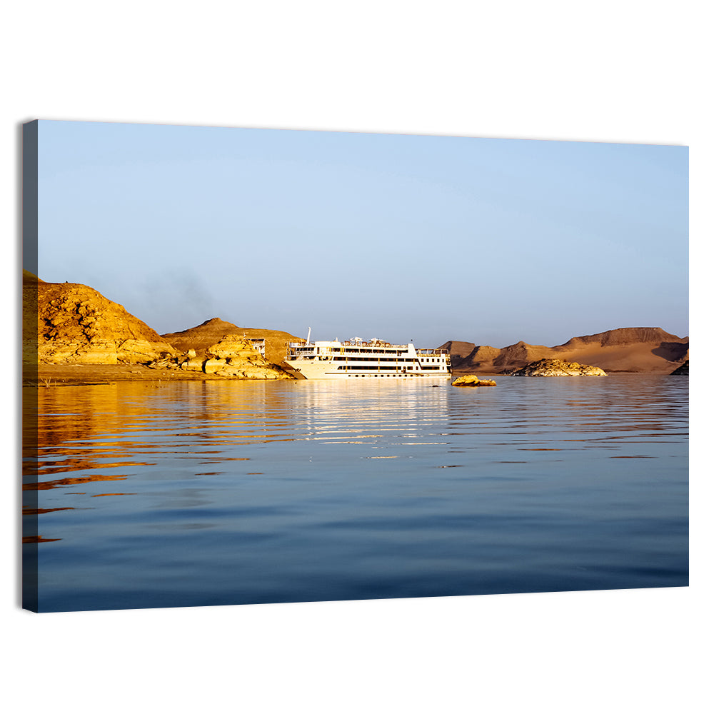 Lake Nasser Cruise Ship at Golden Hour Wall Art