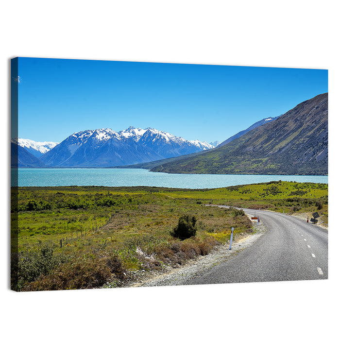Winding Road at Lake Ohau Wall Art as a canvas print