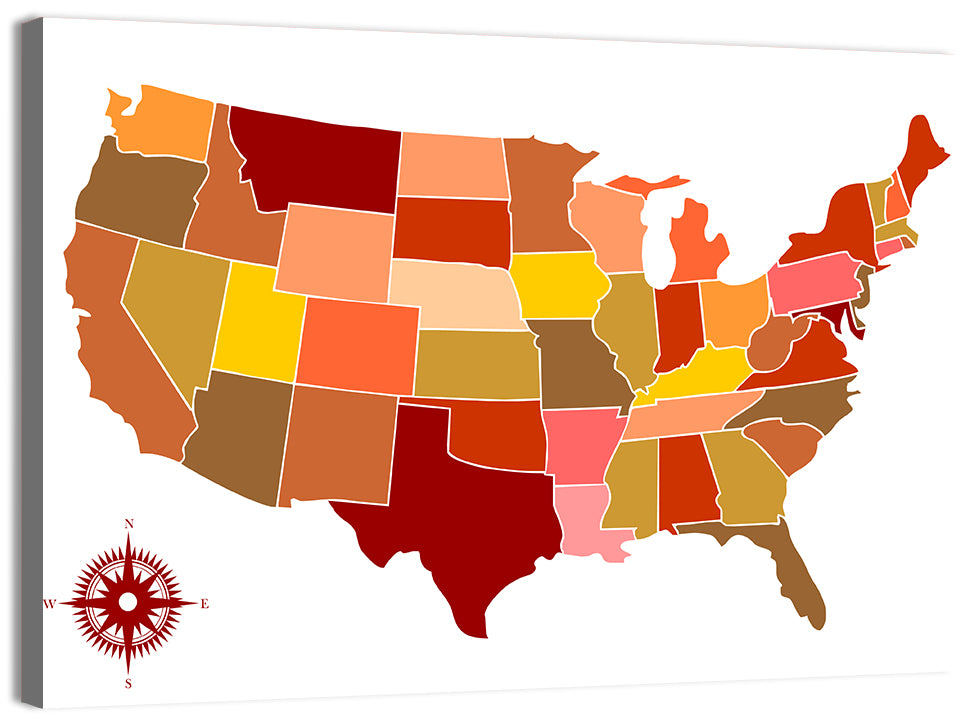 Stylized United States Map Wall Art