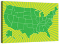 Green Sunburst USA Map Wall Art