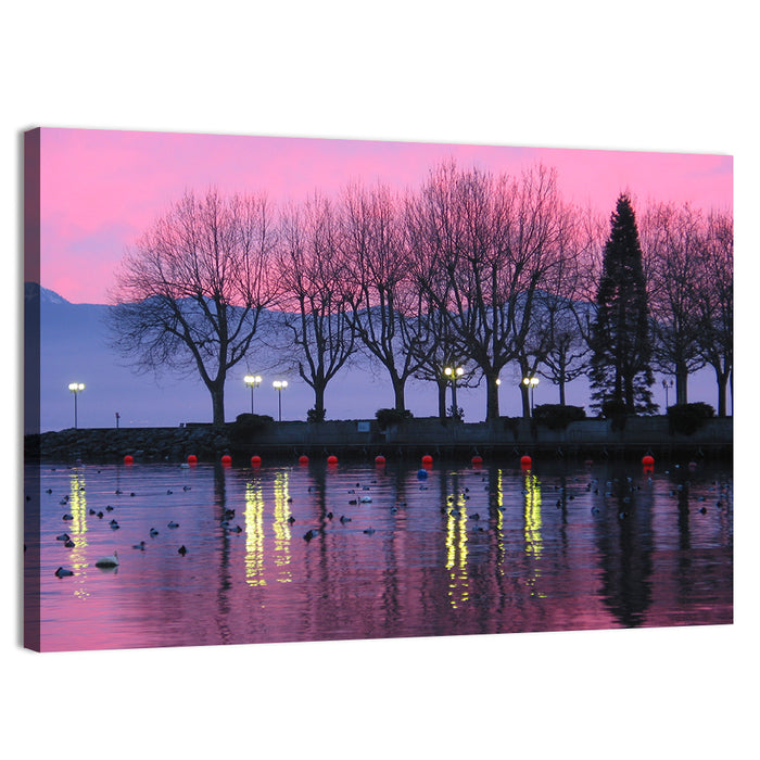 Lake Geneva Twilight Wall Art as a canvas print