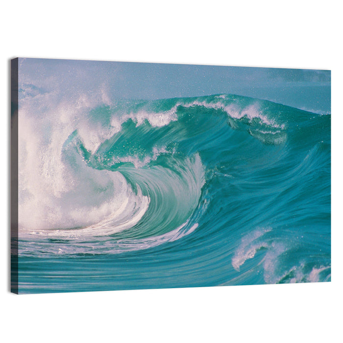 Breaking Barrel Wave Wall Art as a canvas print