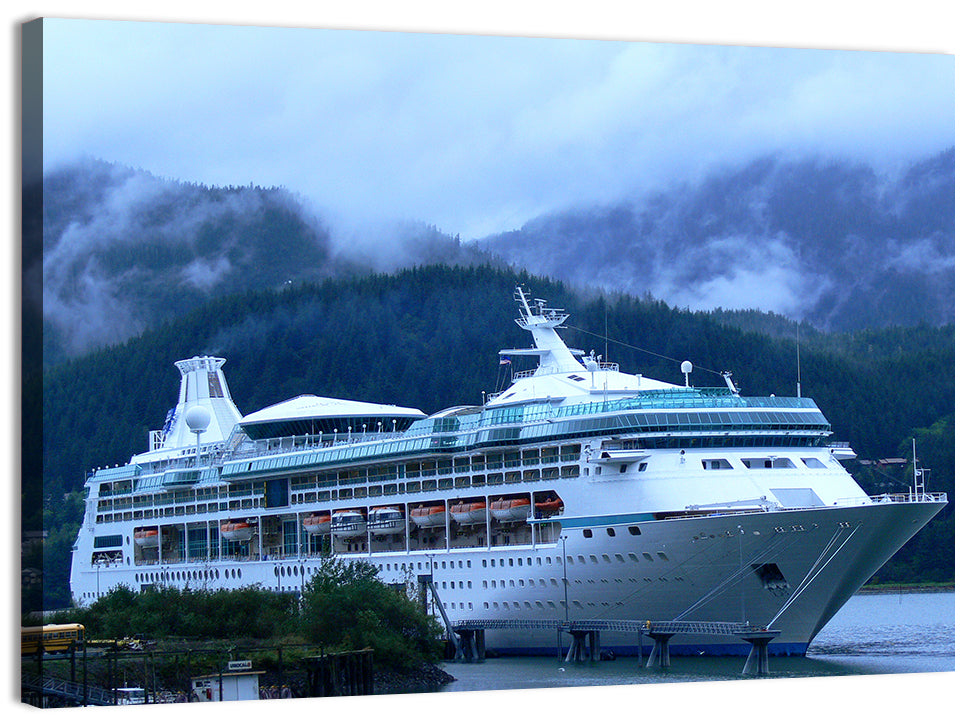 Misty Docked Cruise Ship Wall Art