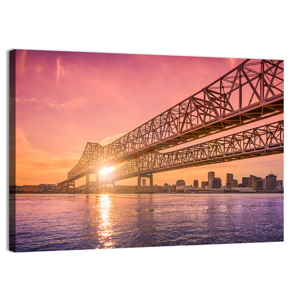 Crescent City Connection at Sunset Wall Art
