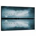 Moonlit Flock Over Lake Wall Art