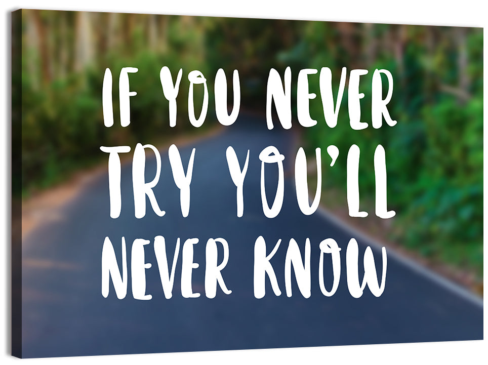 If You Never Try You’ll Never Know Quote Wall Art, canvas print, landscape