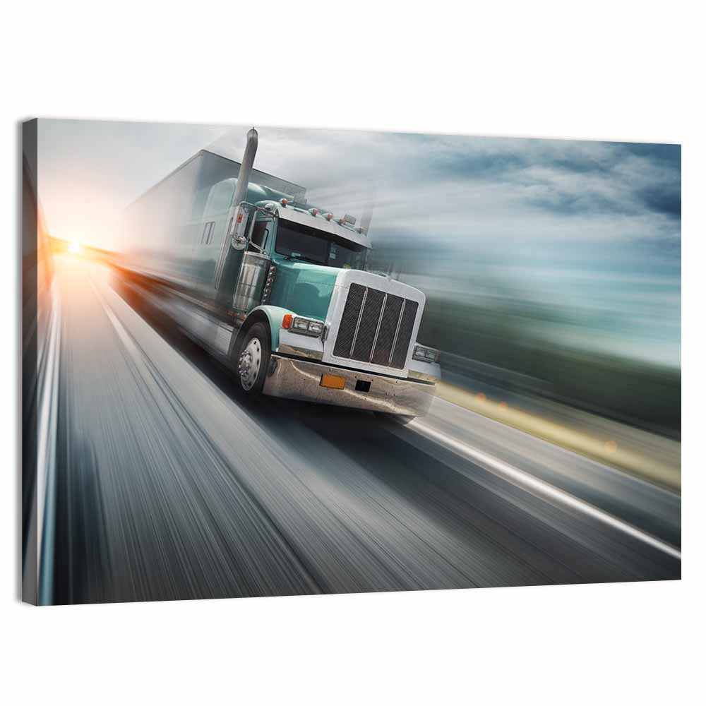 American Semi Truck in Motion Wall Art