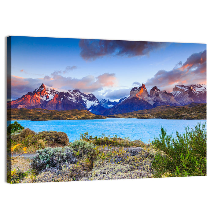 Lake Pehoe at Dawn Wall Art as a canvas print
