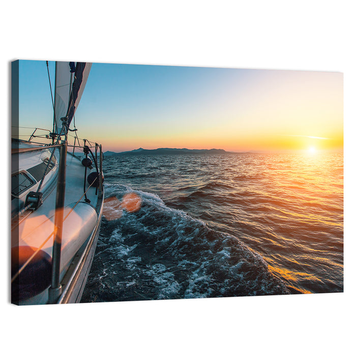 Sunset Sail from Deck Wall Art as a canvas print