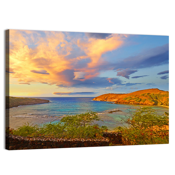 Hanauma Bay Golden Hour Wall Art as a canvas print