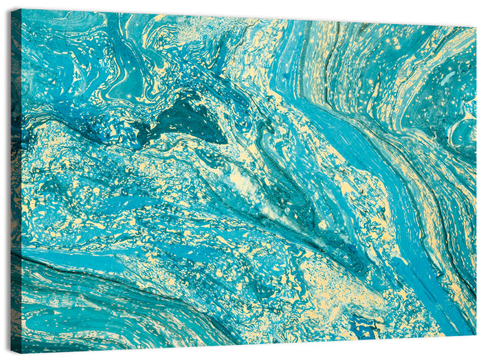 Teal Marble Swirls Abstract Wall Art as a canvas print