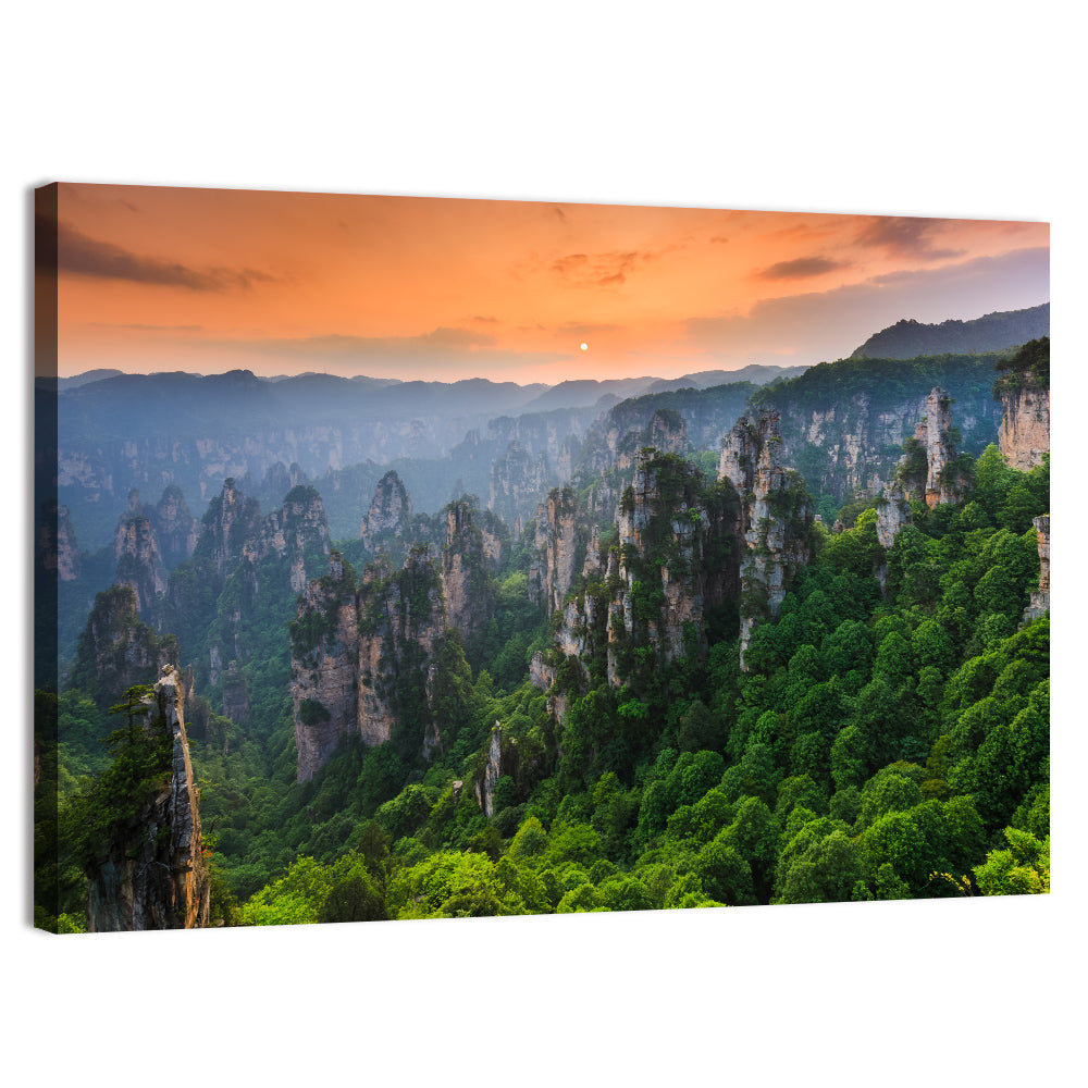 Zhangjiajie Forest at Sunset Wall Art, canvas print, landscape