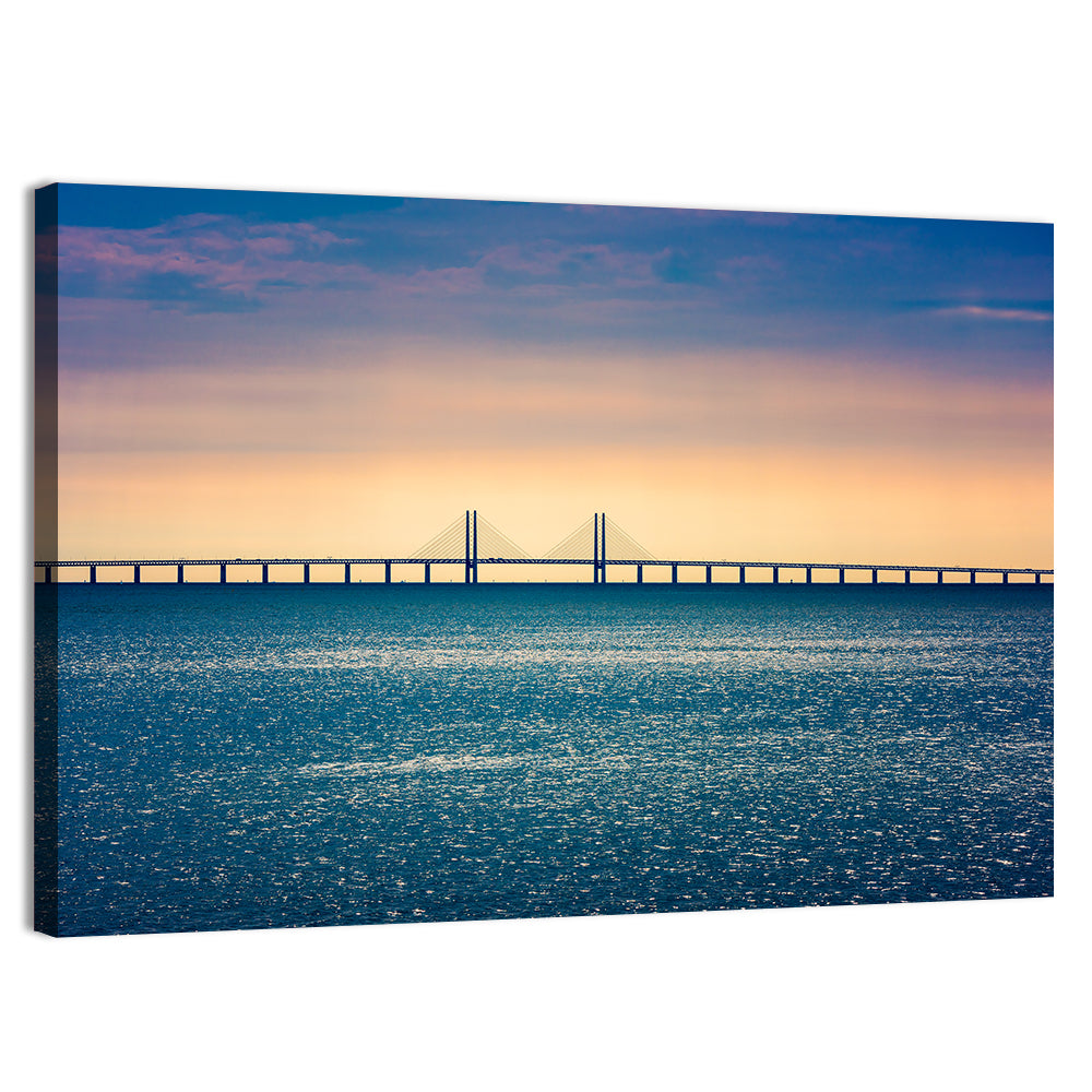 Øresund Bridge at Sunset Wall Art, canvas print, landscape