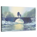 Robot and Little Girl on Bridge Wall Art