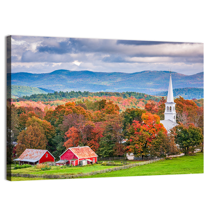 Peacham Autumn Pasture Wall Art as a canvas print