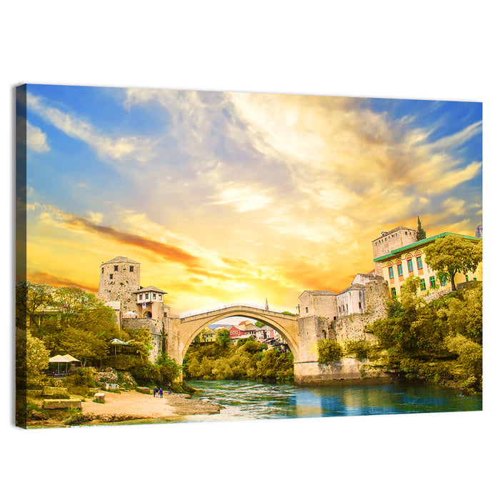 Stari Most at Sunset Wall Art as a canvas print