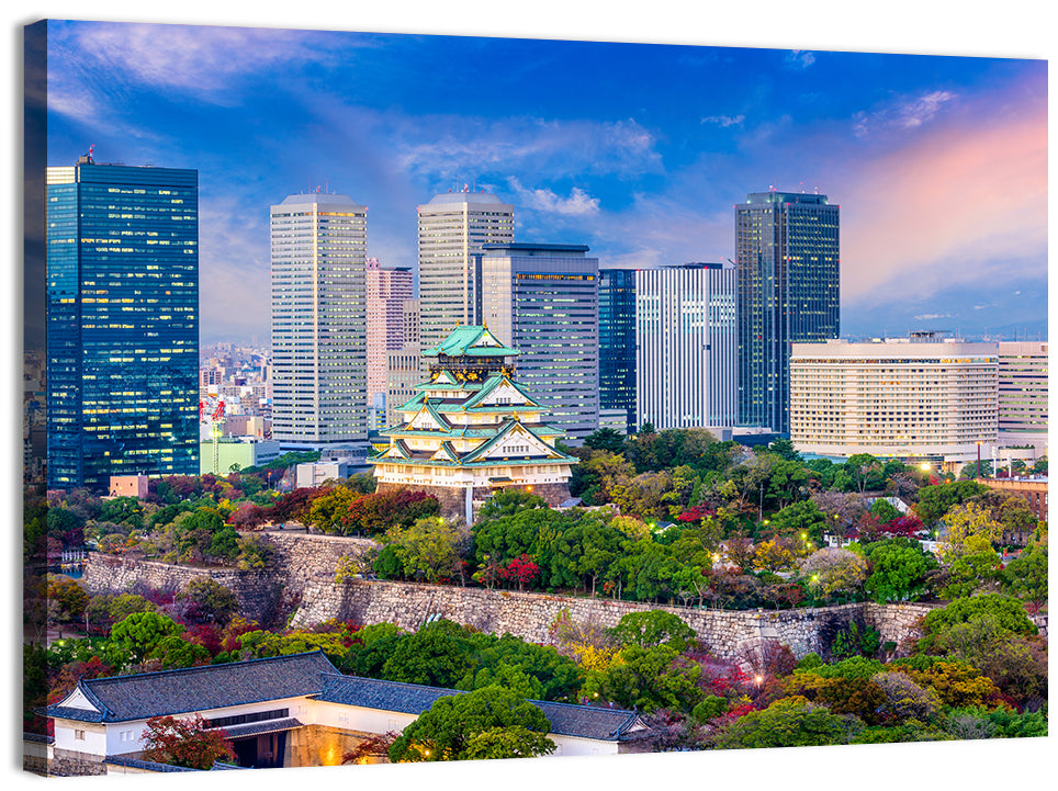 Osaka Castle Skyline at Dusk Wall Art