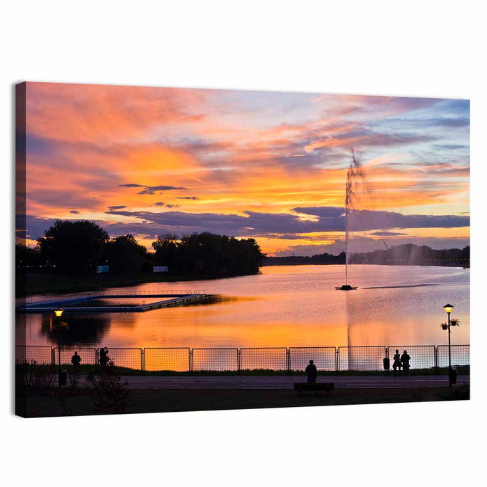 Ada Lake Sunset Wall Art as a canvas print