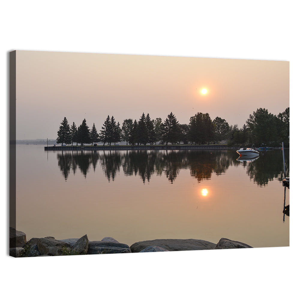 Sylvan Lake Sunset Reflection Wall Art, canvas print, landscape