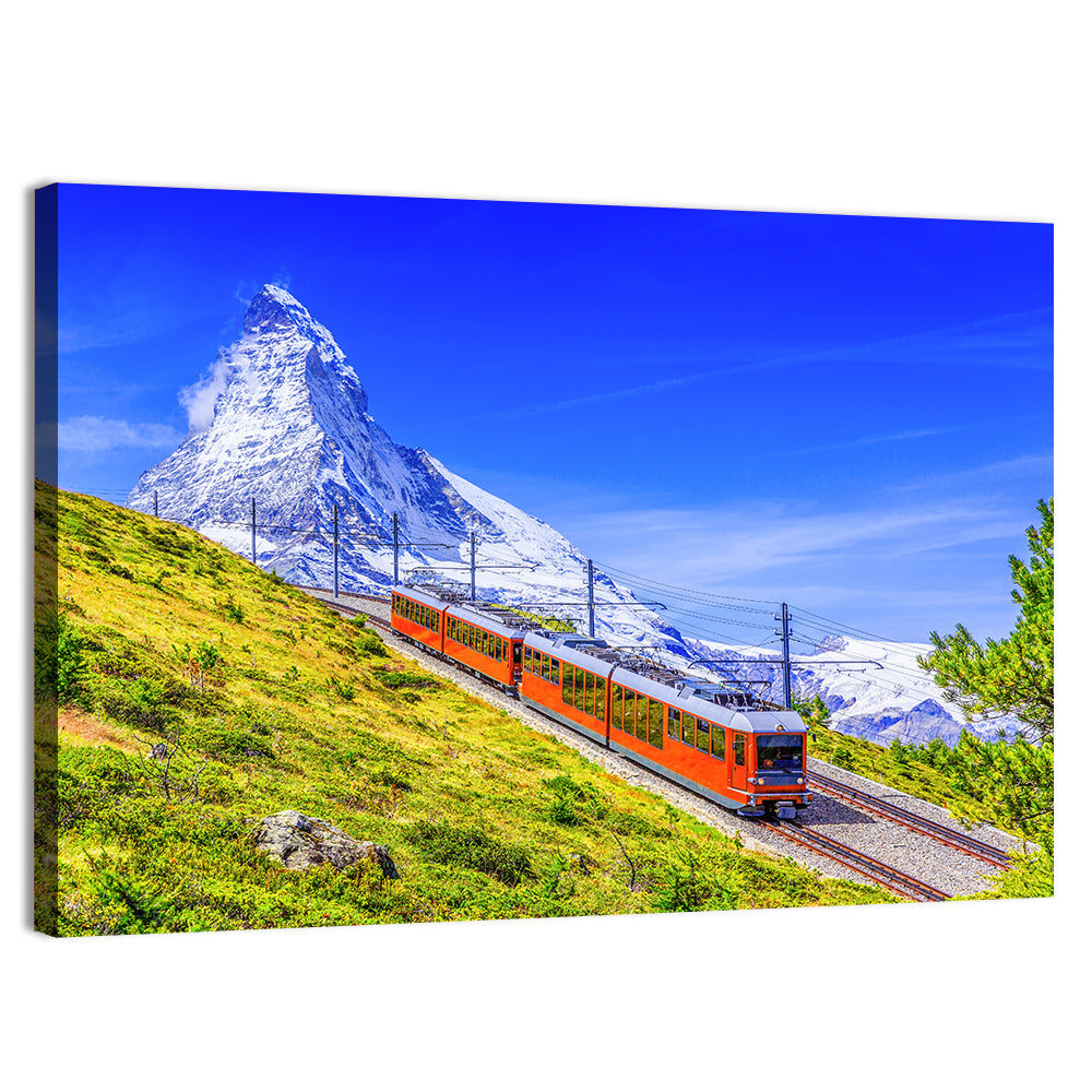 Gornergrat Train and Matterhorn Wall Art, canvas print, landscape