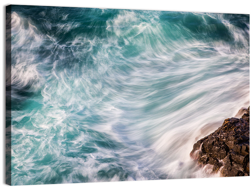 Silky Teal Ocean Waves Wall Art