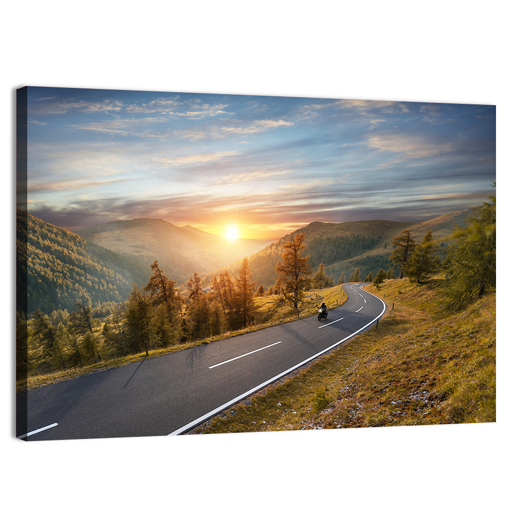 Alpine Highway at Golden Hour Wall Art, canvas print, landscape
