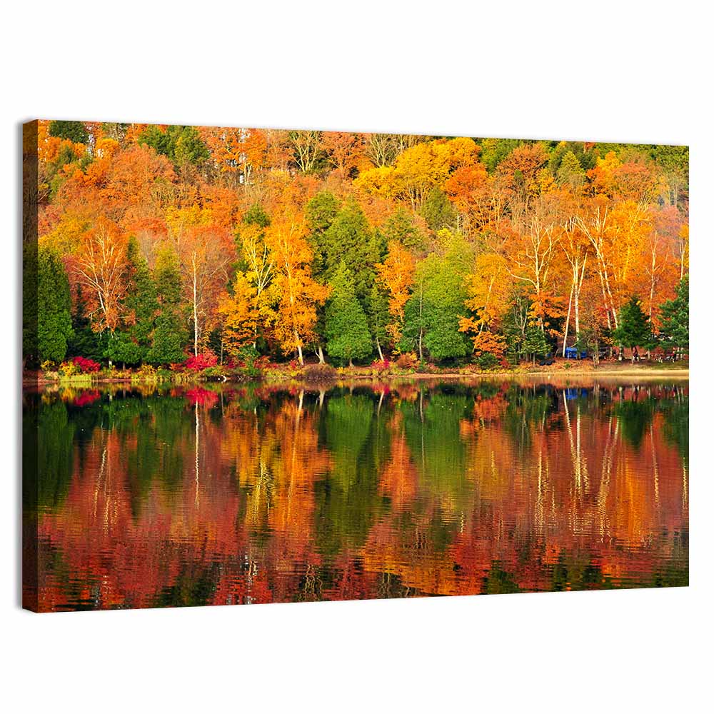 Autumn Forest Reflection Wall Art, canvas print, landscape