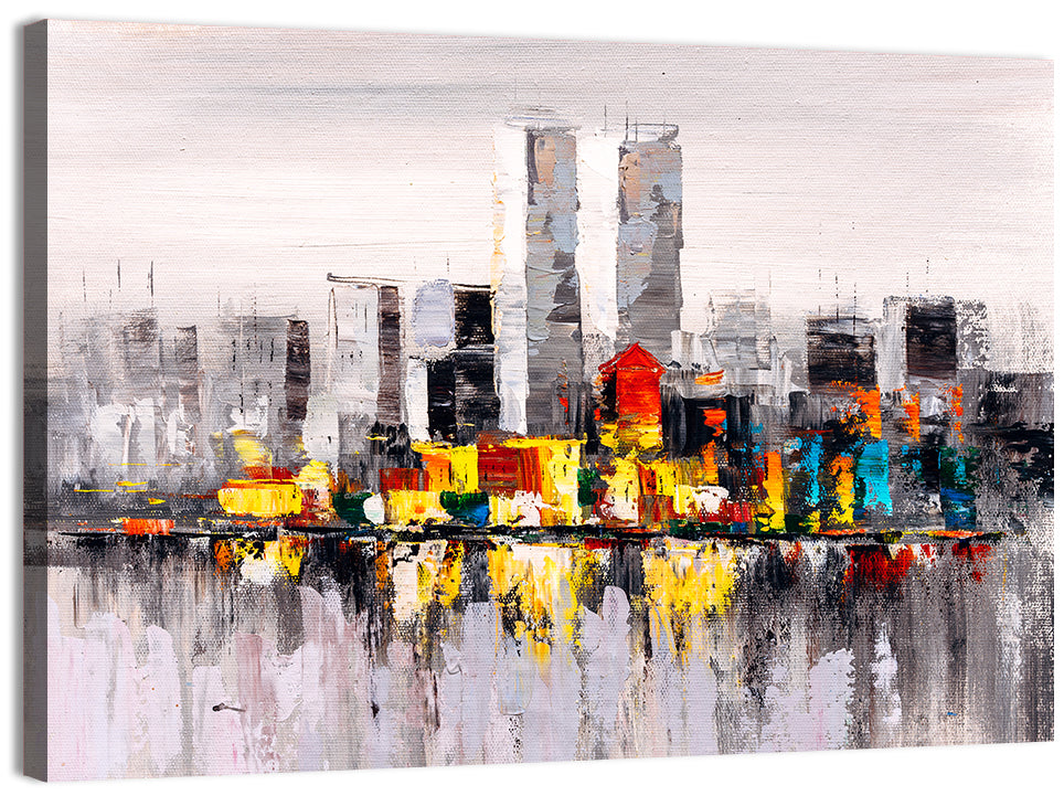 Abstract Skyline with Water Reflection Wall Art, canvas print, landscape
