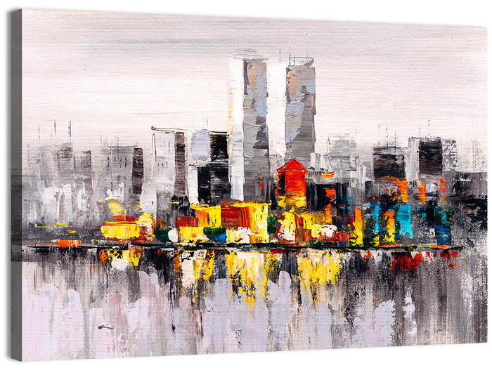 Abstract Skyline with Water Reflection Wall Art as a canvas print