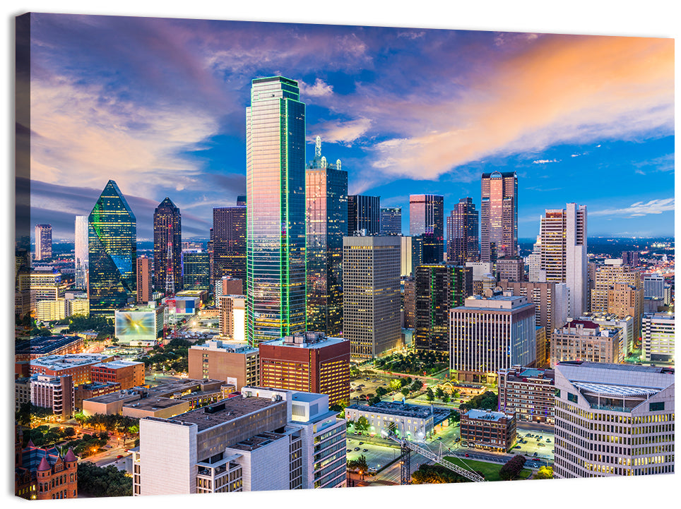 Dallas Twilight Skyline Wall Art