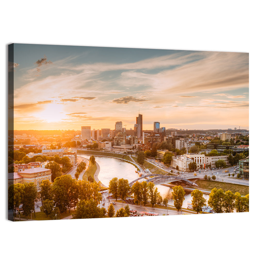 Vilnius Skyline at Golden Hour Wall Art