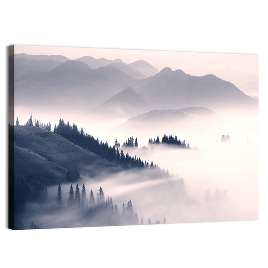 Foggy Carpathian Mountains Wall Art