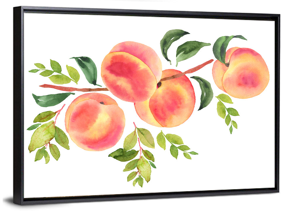 Watercolor Peach Branch Wall Art
