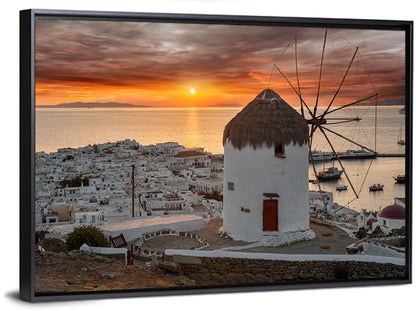 Mykonos Town Sunset Wall Art