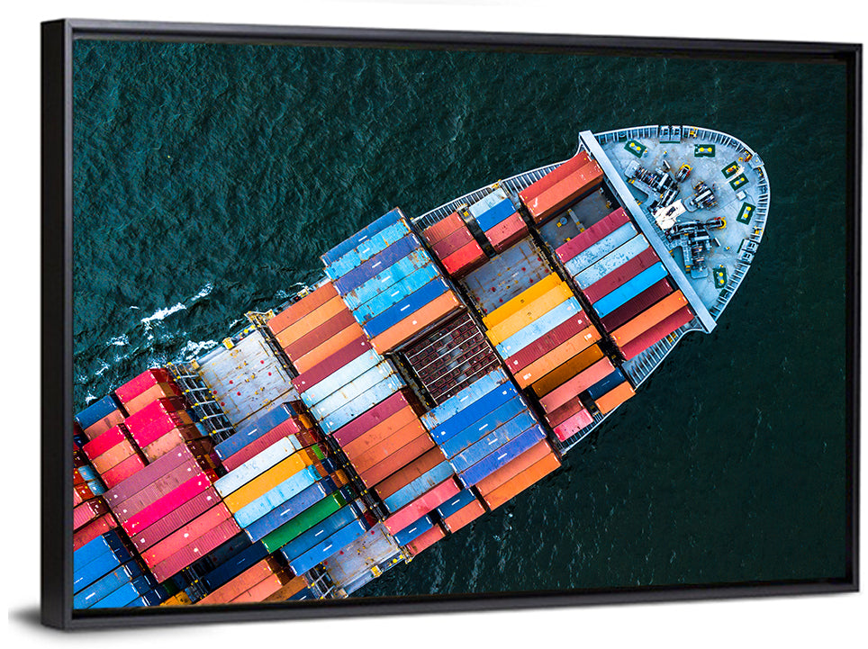 Container Ship Aerial View Wall Art