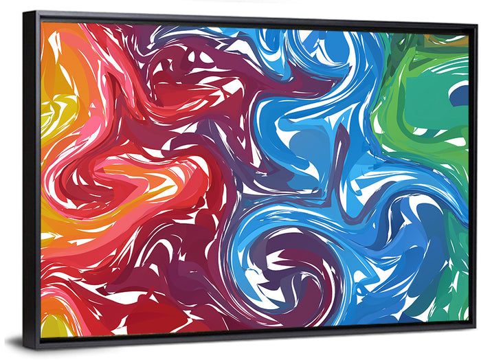 Marbled Color Flow Abstract Wall Art as a framed canvas